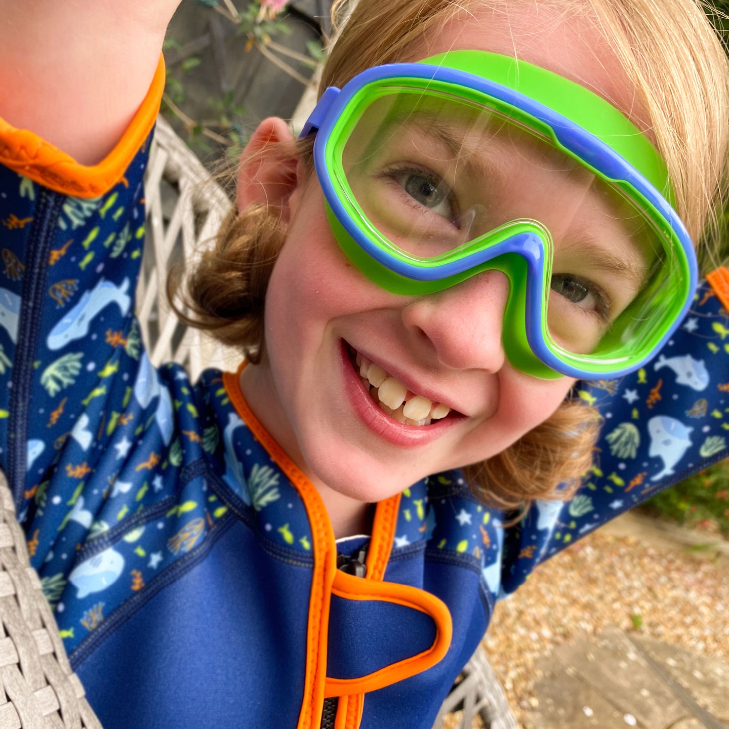 Junior Goggles Snapper Mask Green/Blue 6-14 Years