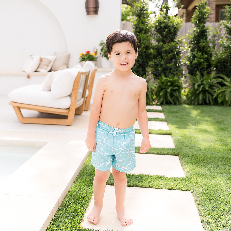 Boys Swim Shorts Shark Aruba Blue