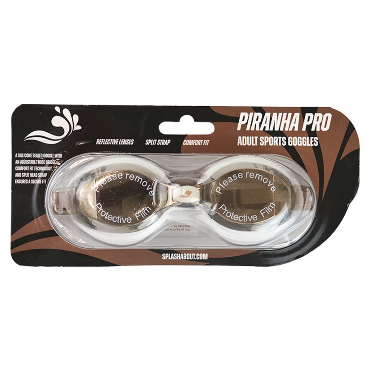 Adult Piranha Pro Goggles Bronze & White