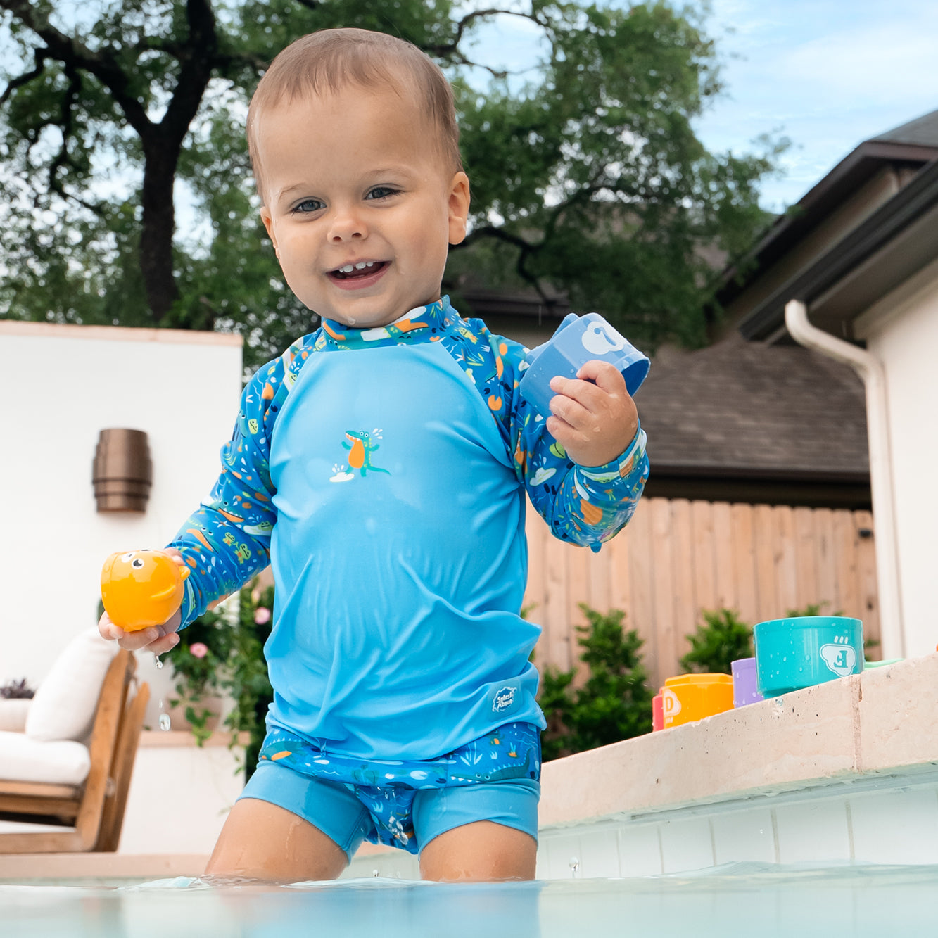 Long Sleeve Rash Vest Crocodile Swamp