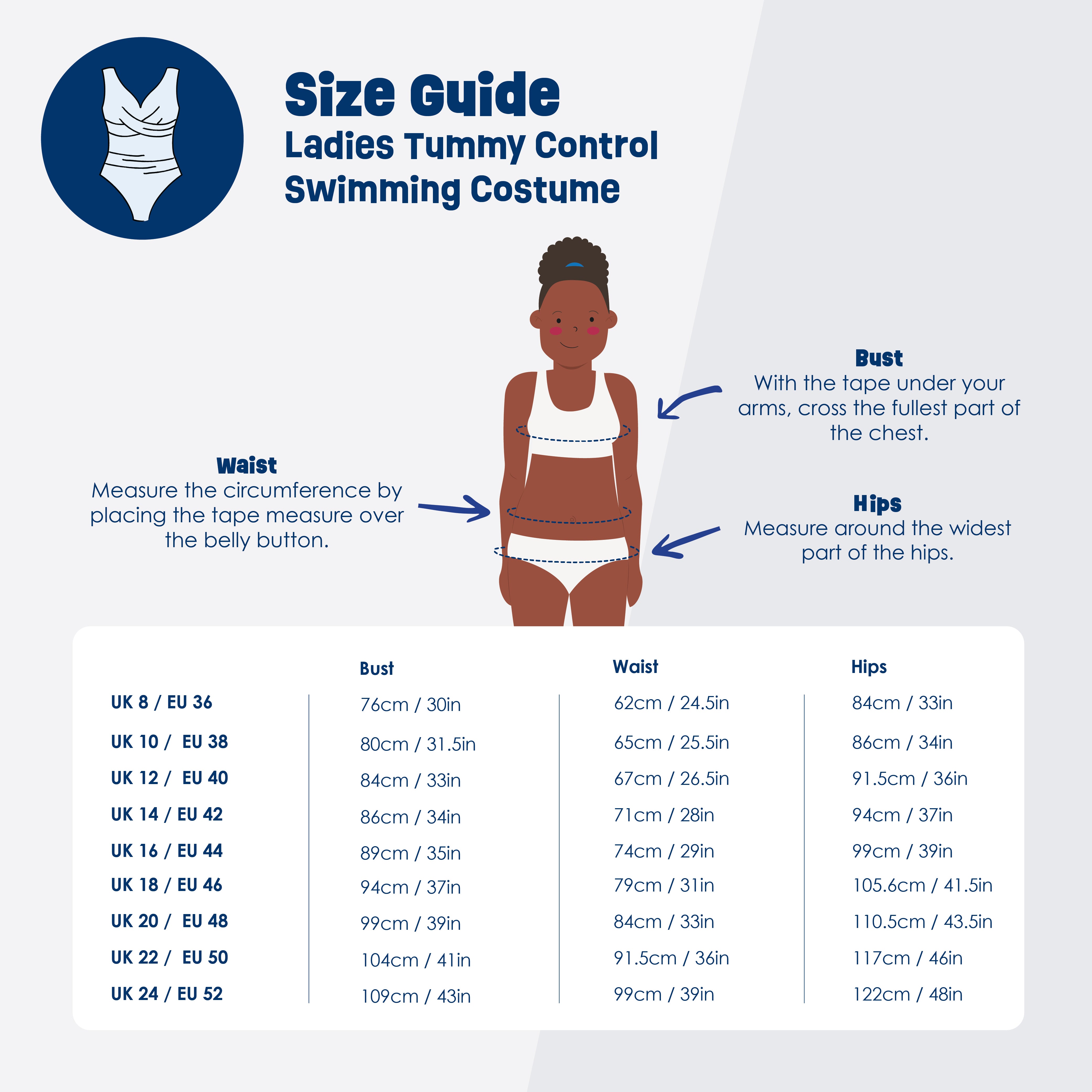 Ladies Swimming Costume Tummy Control Black