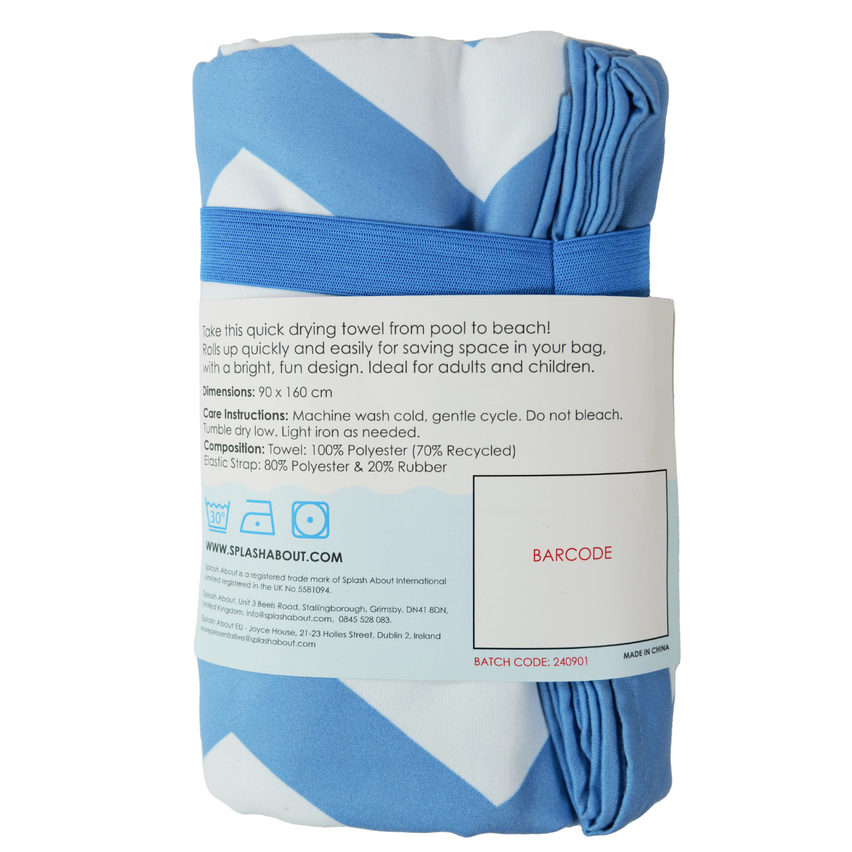 Splash About Zigzag Quick Dry Towel, Cashmere Blue