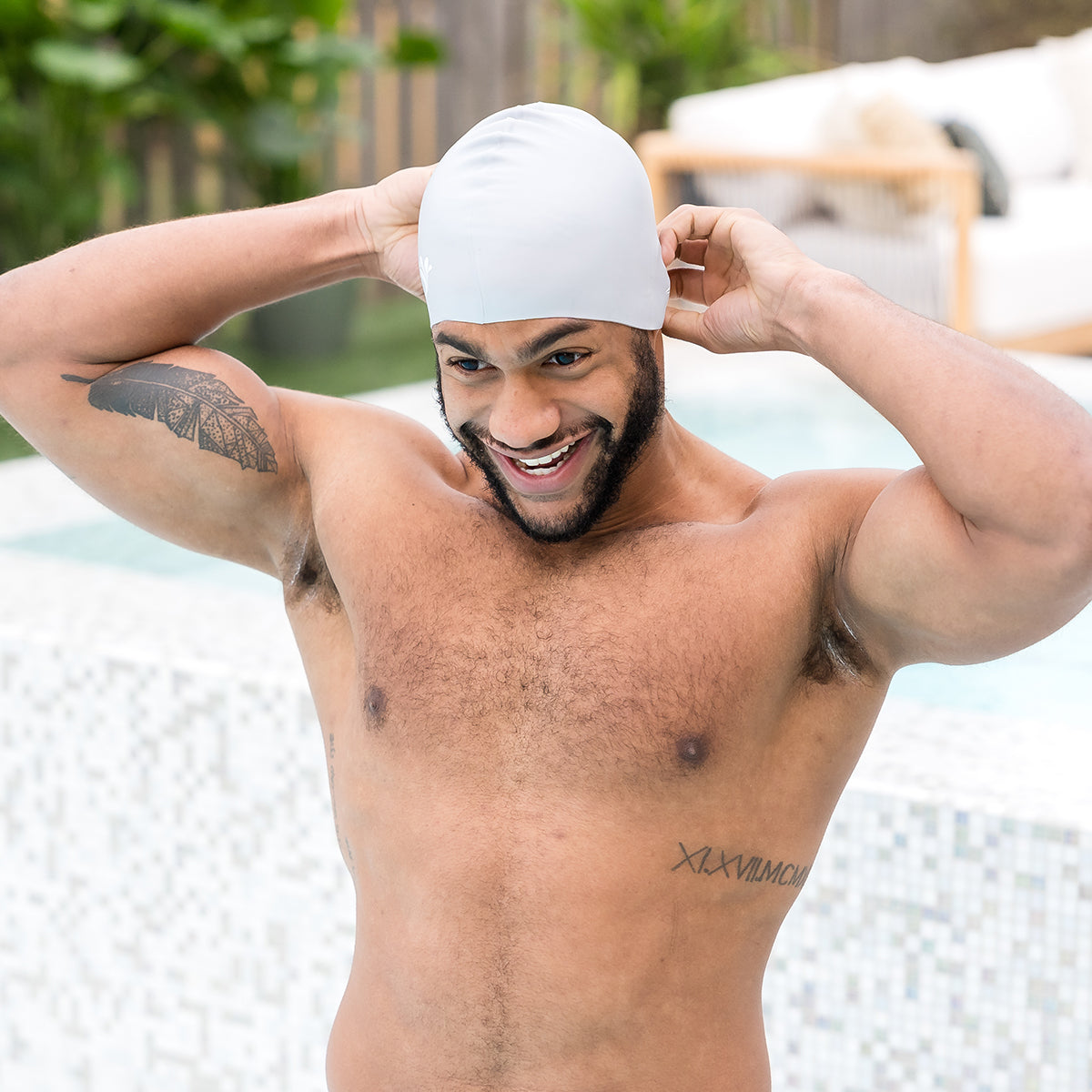 Men Shorts & Silicone Swim Hat Bundle
