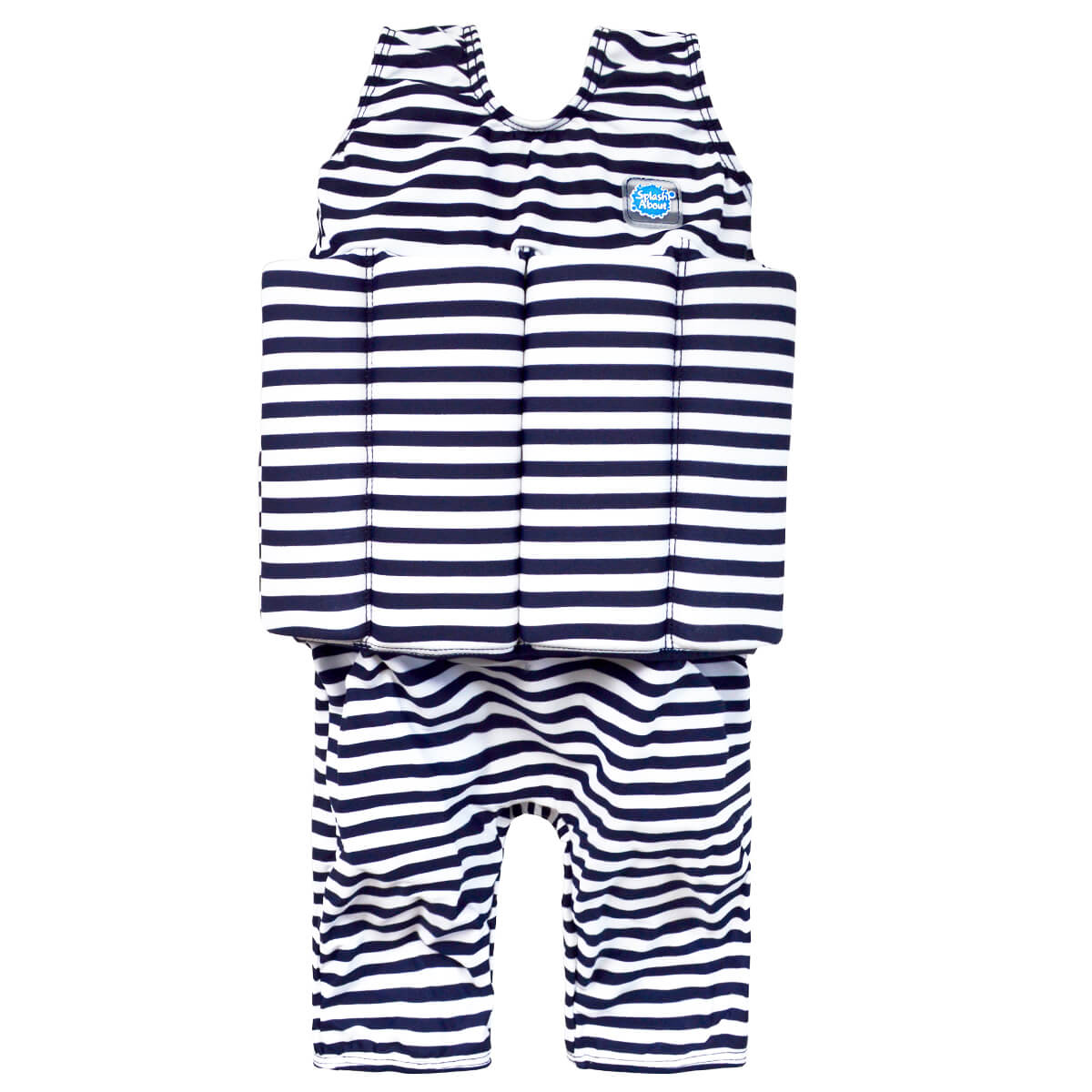 Short John Float Suit Navy & White Stripe with Zip